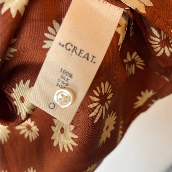 THE GREAT. Rust Floral Blouse Size 3 (Large) - Picture 4 of 4